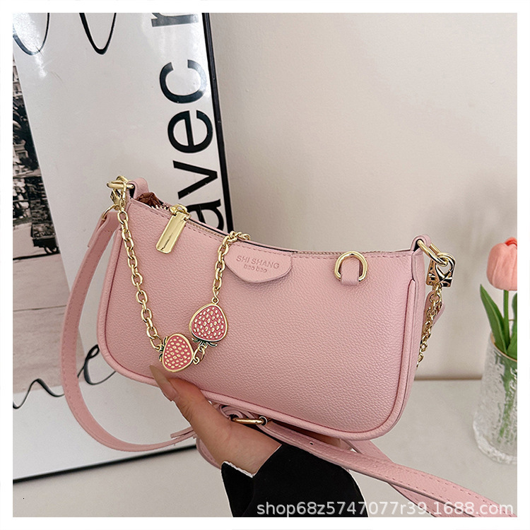 Luxury Brand Designer Bag 2025 New Litchi Pattern Women's Bag Underarm Bag Casual Fashion Chain Handbag Shoulder Bag Retro Trend Commuter Bag