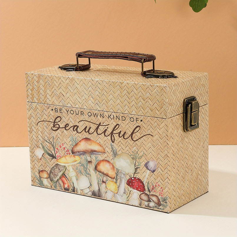 Bamboo Style Wooden PU Storage Box - Art Craft Organizer, Suitable for Miscellaneous Items and Unique Gifts, Yellow