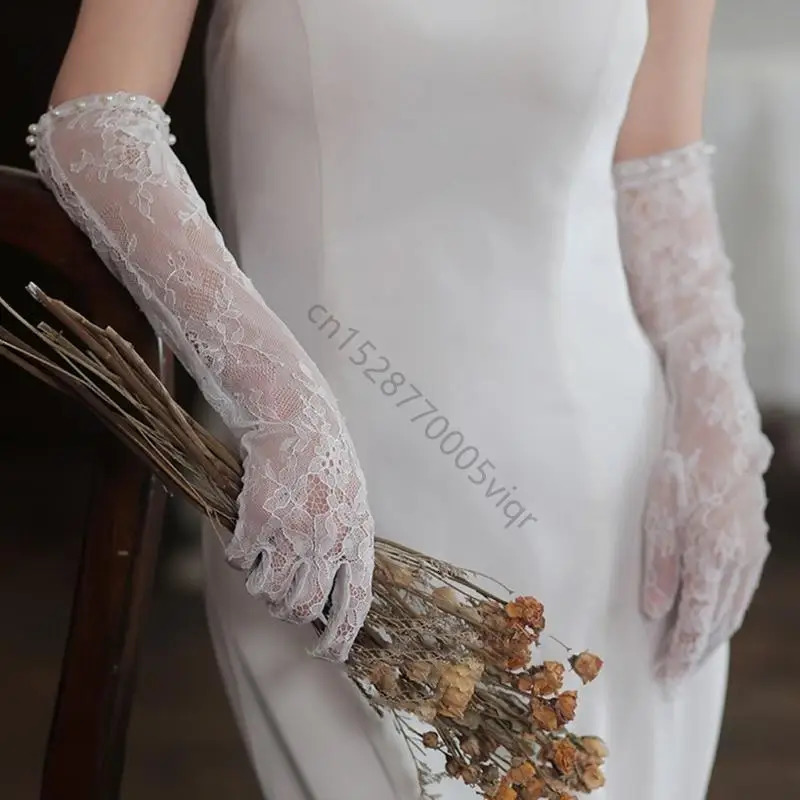 Pearls Lace Sleeve Bridal Gloves Bride To Be Gift Bridal Shower Wedding AXYD 250603