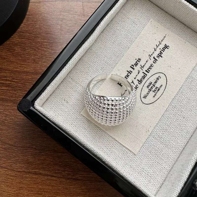 INS Fashion Popular Rings 925 Sterling Silver Geometric Round Open Adjustable Ring for Women