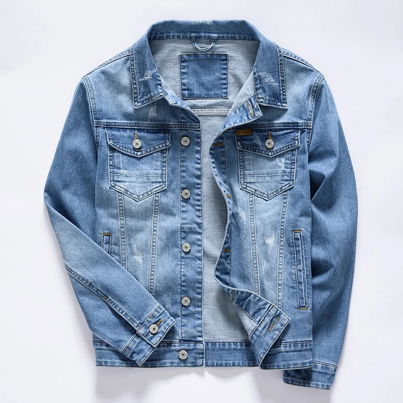 3 Colors Classic Style Mens Vintage Blue Denim Jacket Spring and Autumn Stretch Cotton Casual Jeans Coat Male Clothes 250530
