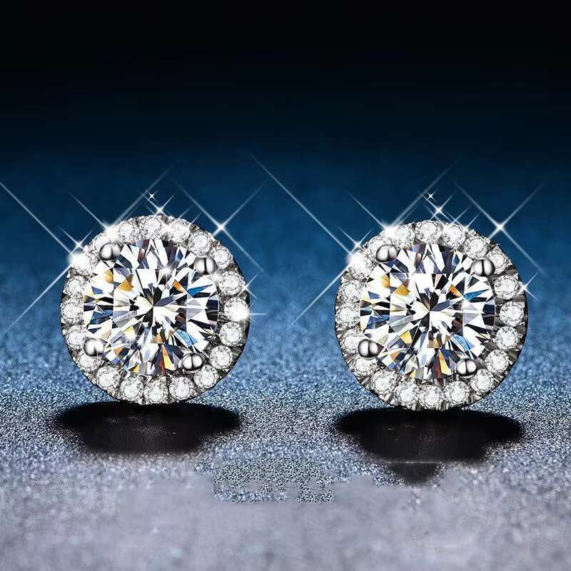 New Engagement 925 Sterling Silver Moissanite Stud Earrings for Women Original Moissanite Jewelry