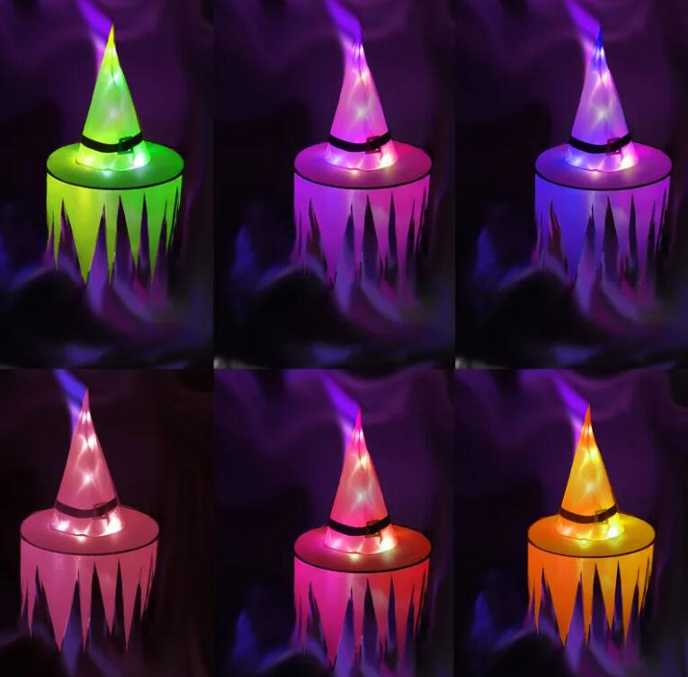 20pcs New Halloween hat witch hat party decoration props LED luminous witch hat serrated ghost hat Z 6.6-6