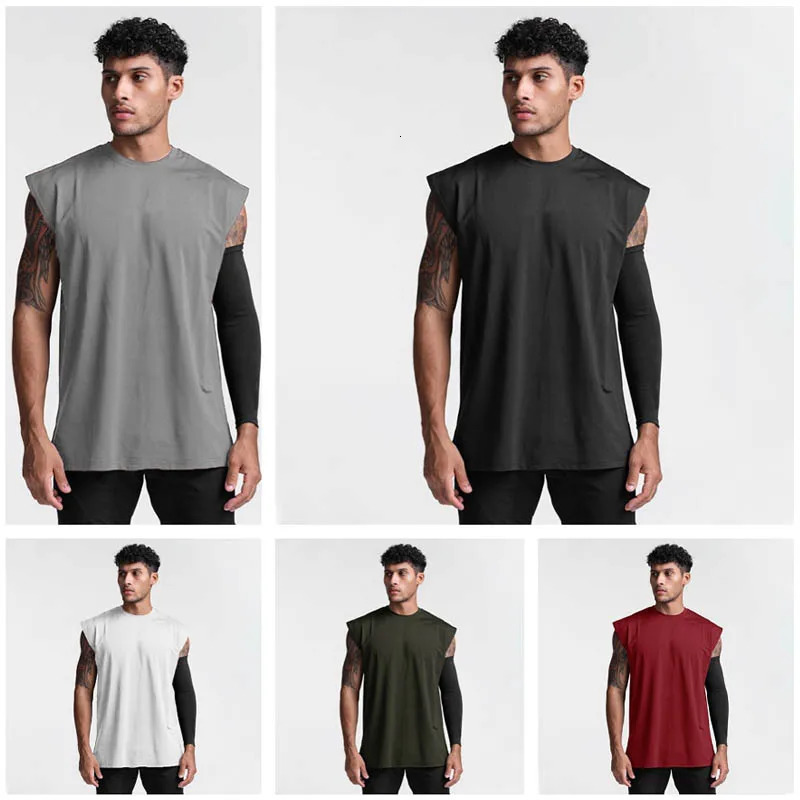 Summer Men Loose Gym Vest Casual Cotton Tank Top Breathable Fitness Sleeveless Shirt Quick Dry Bodybuilding Singlet Man Clothing 250527