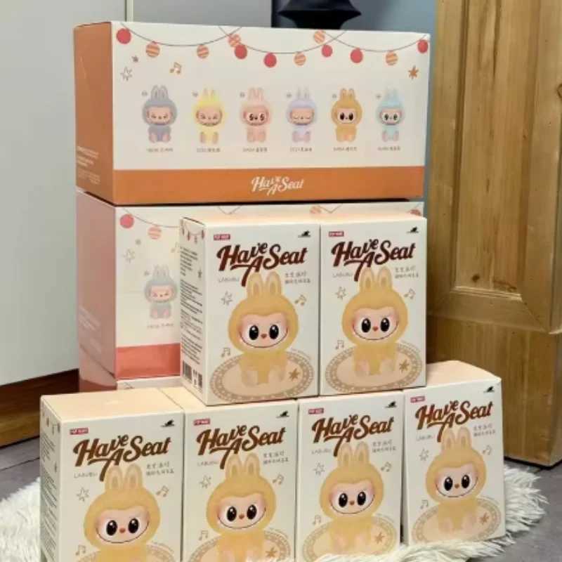 Anime Figure Kawaii Labubu Have A Seat Series PVC Pendant Doll Model Toy Kawaii Monster Keychain Toy Birthday Christmas Gift XJ250607