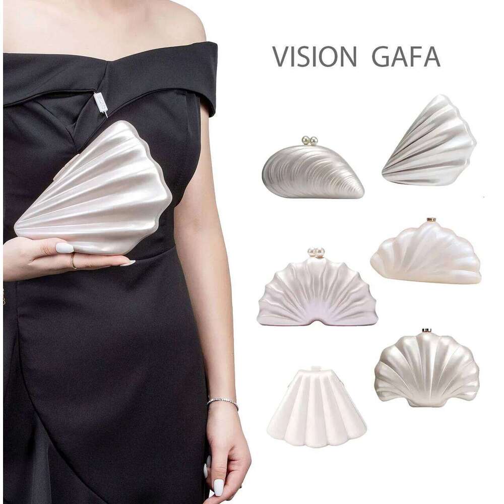 2025 Acrylic Shape Clutch Bags Women Designer Evening Party Cute Purse White Shell Handbag Chain Shoulder Bag Beach
