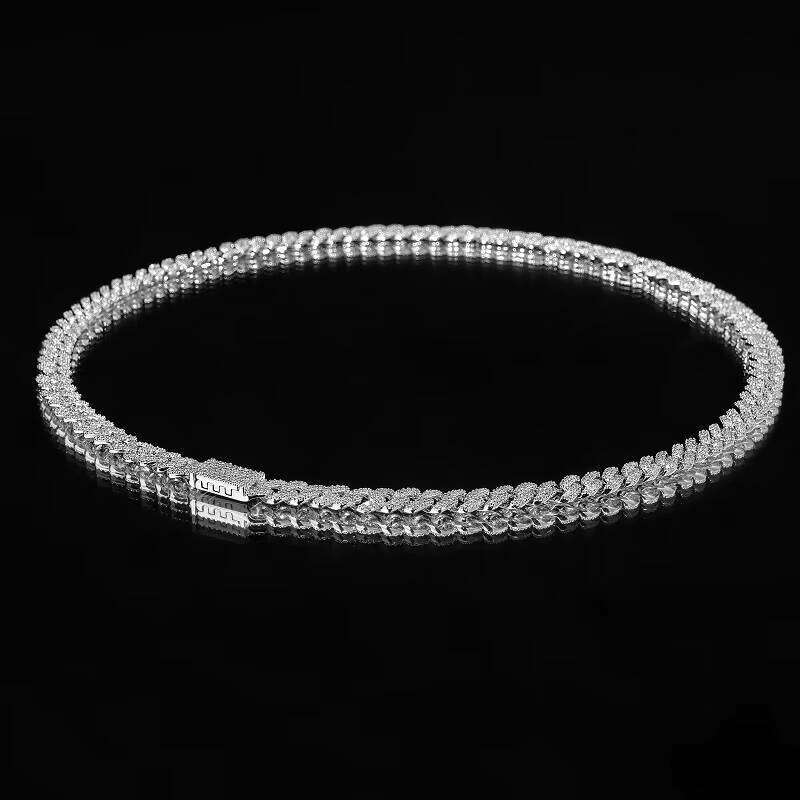 Classic 8mm Punk Rock Link Custom S Sier Man Necklace with Dia Hip Hop Choker Cuban Chain in Rose Gold Main Stone