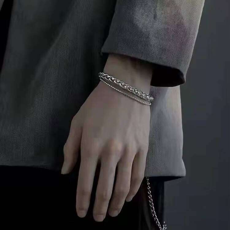 Minimalist Thick Wrist Chain Korean Style Fashion Hip-Hop Dragon Bone Bracelet Men's Daily Accessories