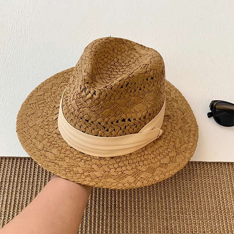 French Style Old Money Hollow Straw for Women Summer Beach Vacation Sun Protection Panama Hat designer bag