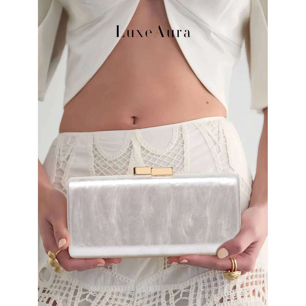 European And American Fashion Retro Pure Color Acrylic Square Box Versatile New Banquet Party Wedding Clutch Single Shoulder Crossbody Bag