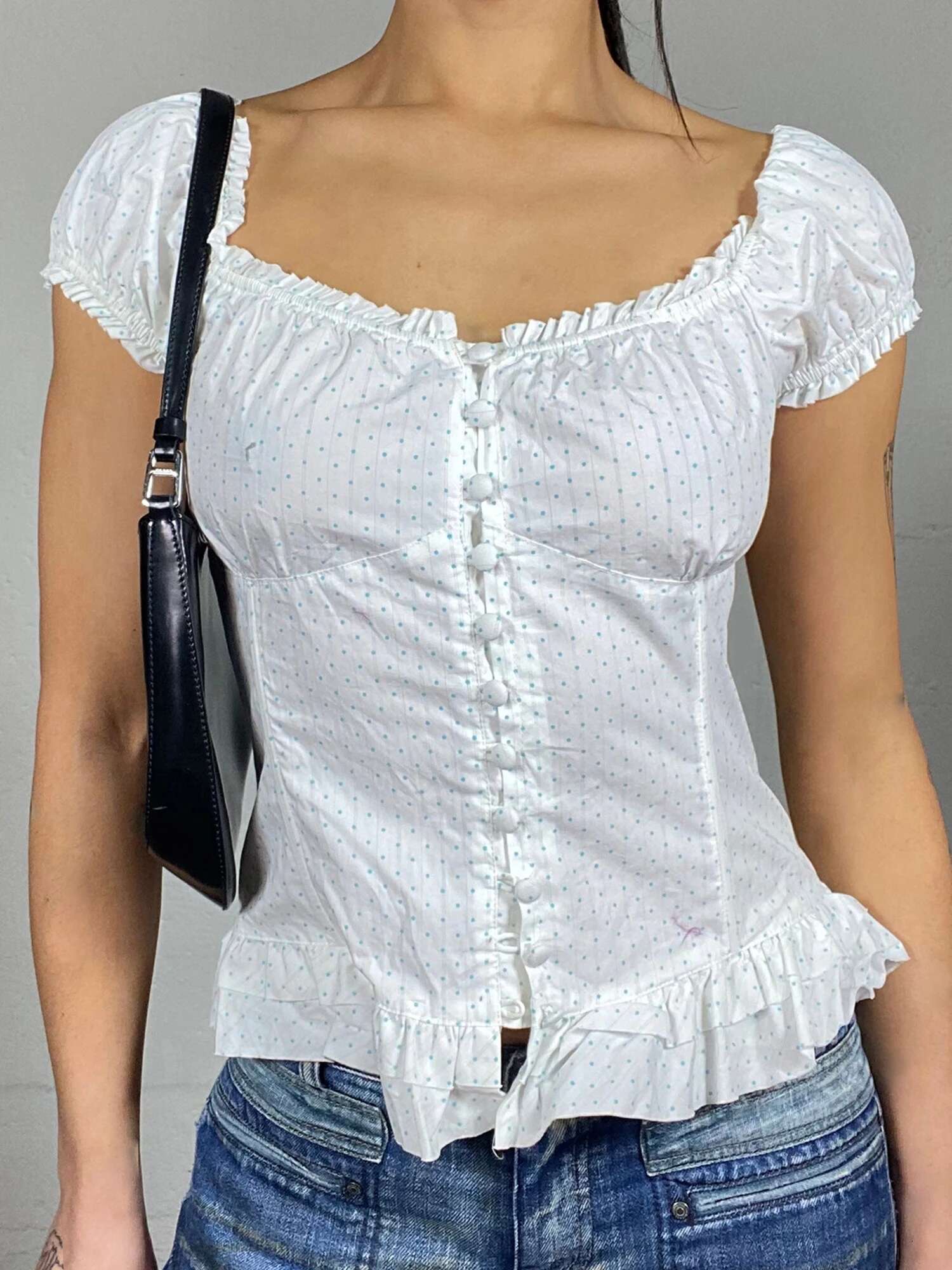 Womens Casual Loose Fit Blouse Floral Print V-neck Short Sleeve Button Front Shirt Fashion Tops Summer Wear