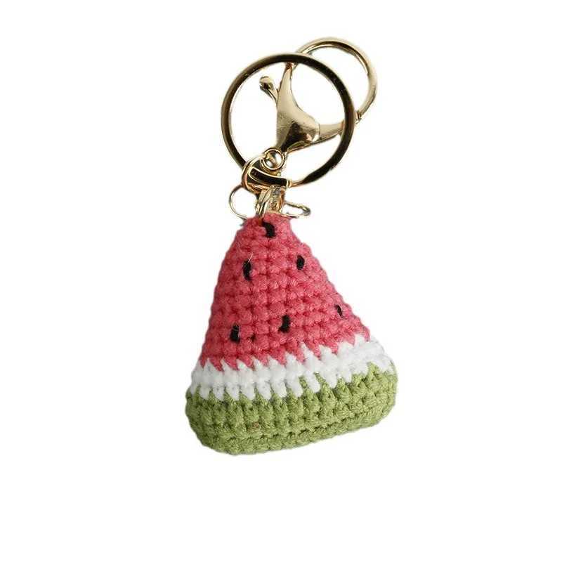 2025 Fashion Handmade Weaving Keychain Wool Crochet Unique Knitted Pendant Keyring Watermelon Pendant Keychain Gifts Key Chains XJ250607