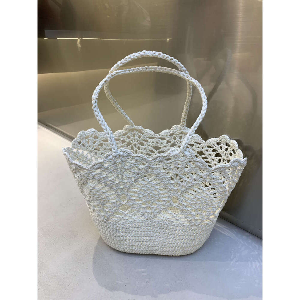 Handmade Single Shoulder Crochet Women s Hollow Pattern Woven Handbag Cotton Knitted Beach Bag