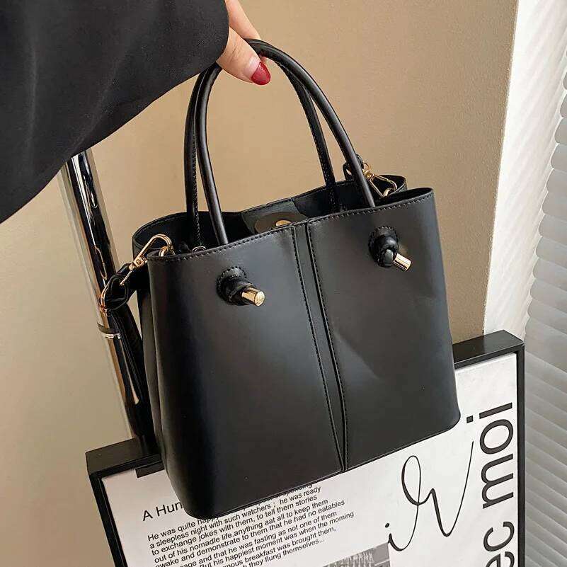 Designer Knot Handle Bucket Bags for Women Brands Purses and Handbags Commute Black Shoulder Crossbody Bag Tote Clutch