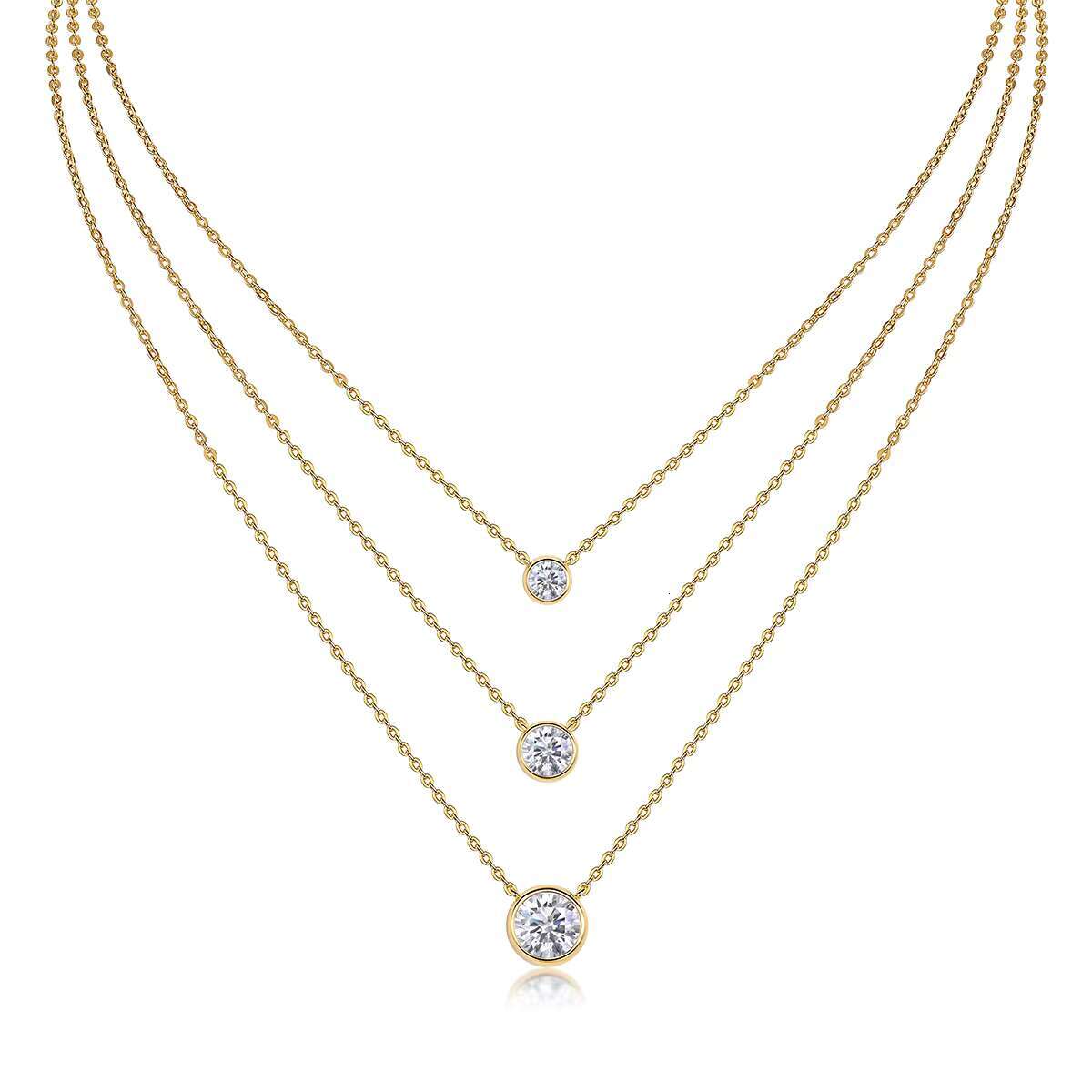 15316 Fine Jewelry Brilliant Round-Cut Diamond Solitaire Pendant Necklaces VVS 2ct Moissanite Choker Multiple Pendant Necklace