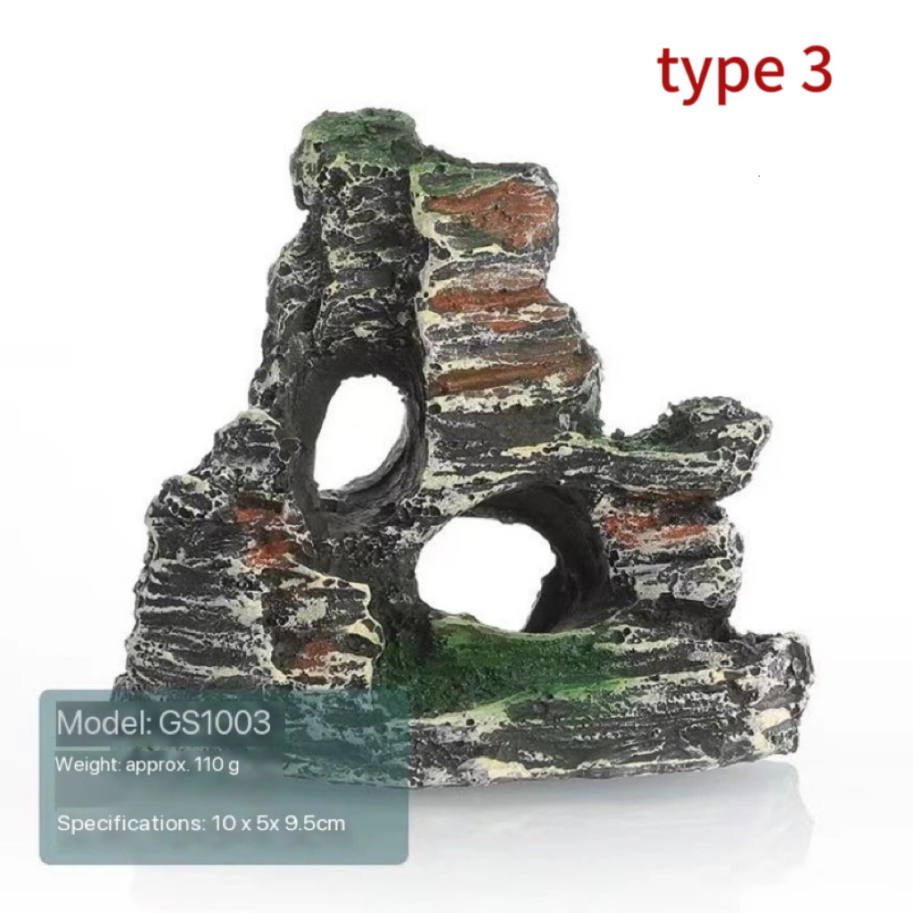 Fish Tank Landscaping Ornamental Rockery Simulation Resin Process Aquarium Decoration Explosive Rock Decoration Fish Hiding Cave 250604