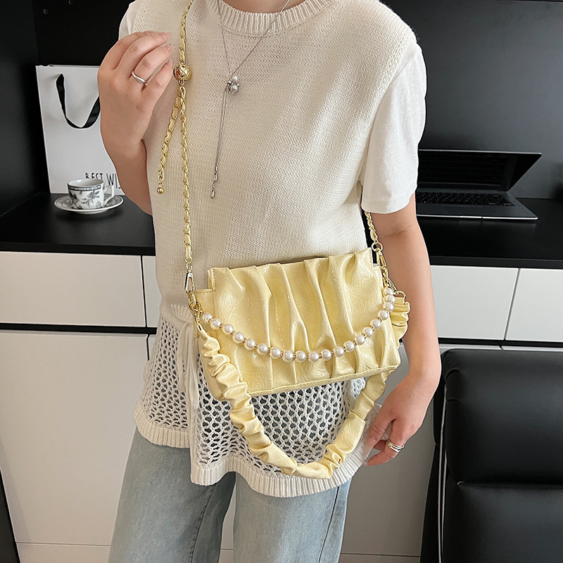 designer High-end Niche Bag for Women Summer 2025 New Fashion Chain Crossbody Bag Women's Pleated Cloud Underar