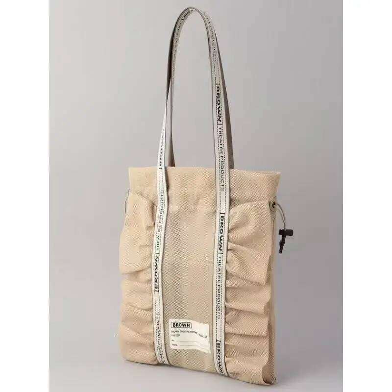 Japanese Niche Transparent Mesh Ruffle Edge Shoulder Strap Embroidered Letters Fashionable Drawstring Women's Bag