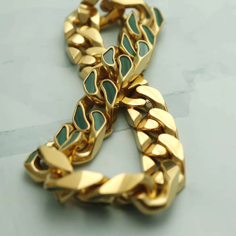 Luxury Marble Cuban Link Chain Popular Fashion Jewelry Bracelet Nature Stone Men Women Stainless Steel Band Factory Custom