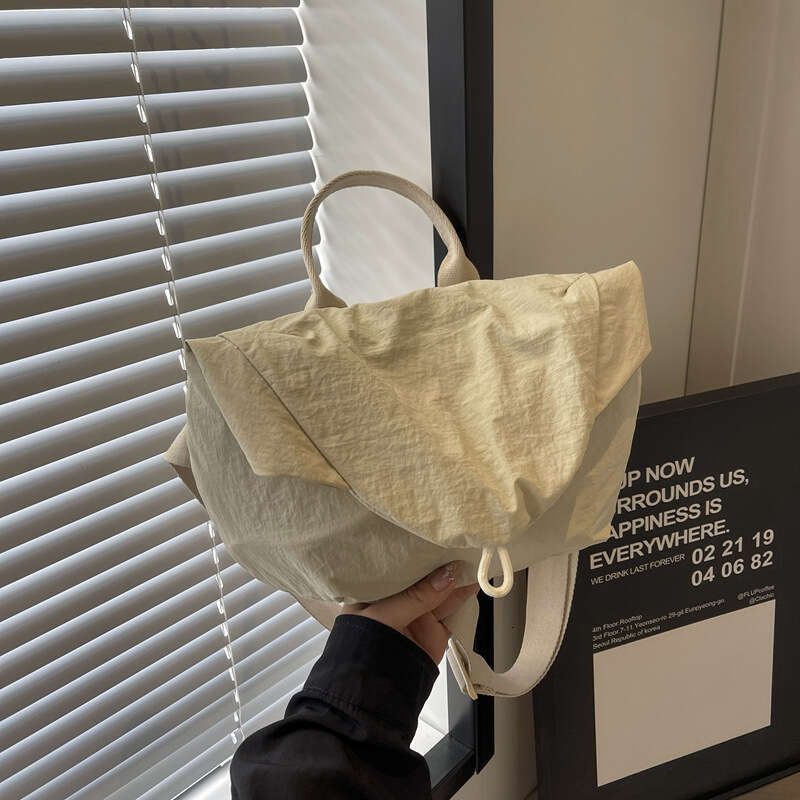 Solid Color Simple Casual Single Shoulder Crossbody for Women, Large Capacity Lightweight Foldable Handbag, Versatile Fashionable Chest Bag