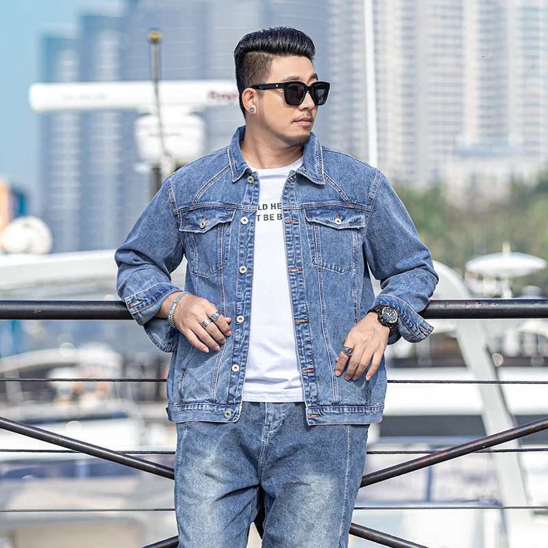 Oversized Mens Denim Jacket 2023 Autumn Cotton Jean Coats Loose Fashion Casual Streetwear Male Clothing 5XL 6XL 7XL 250530