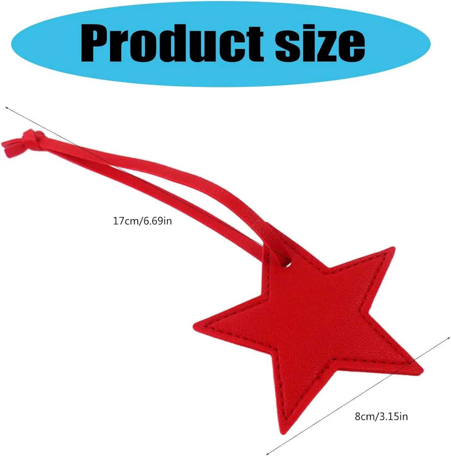 Star Shaped Leather Luggage Tag Charm Versatile Five-Pointed Star Keychain for Women Girls Fashionable Bag Accessory XJ250607