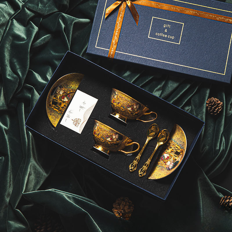 European coffee cup saucer bone China gift box set gift ceramic cup tea set afternoon tea cup