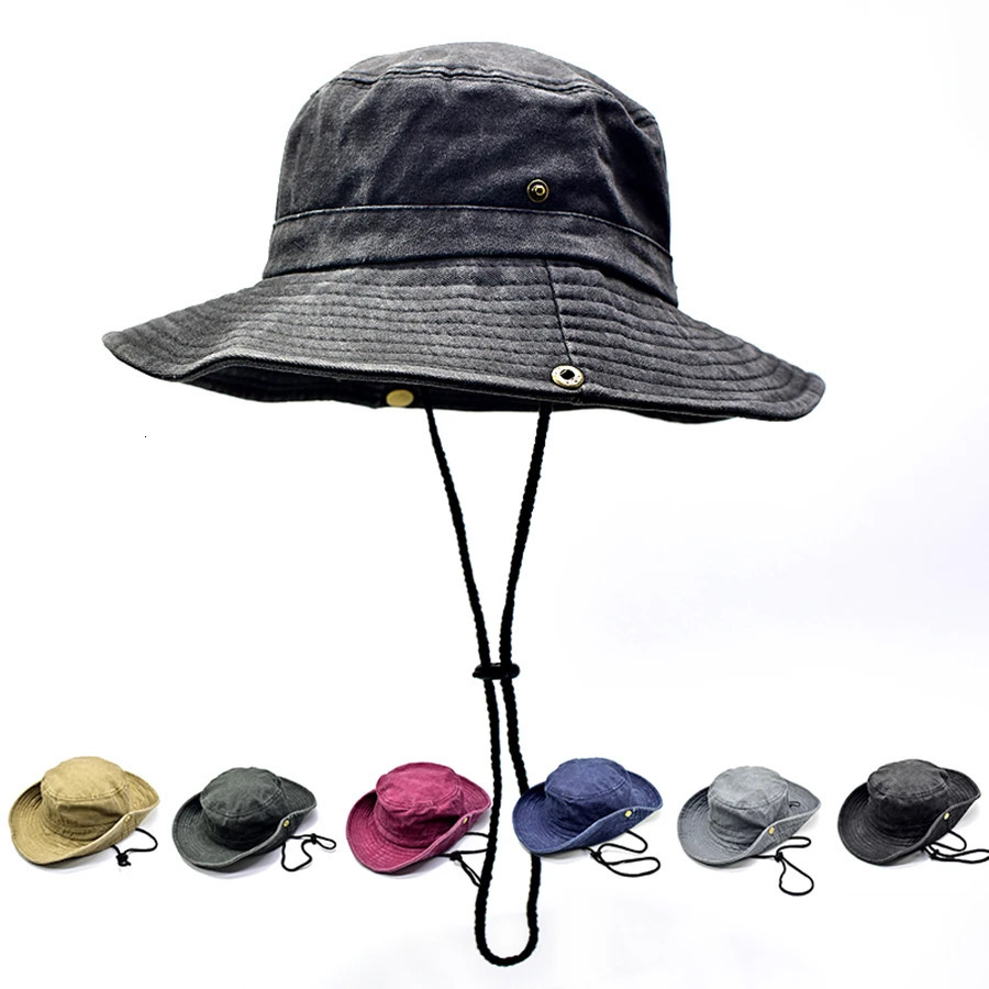 Fashion Women Men Washed Denim Solid Vintag Bucket Hats Lady Male Spring Summer Autumn Panama Fisherman Cap Hat For Women Men 250606