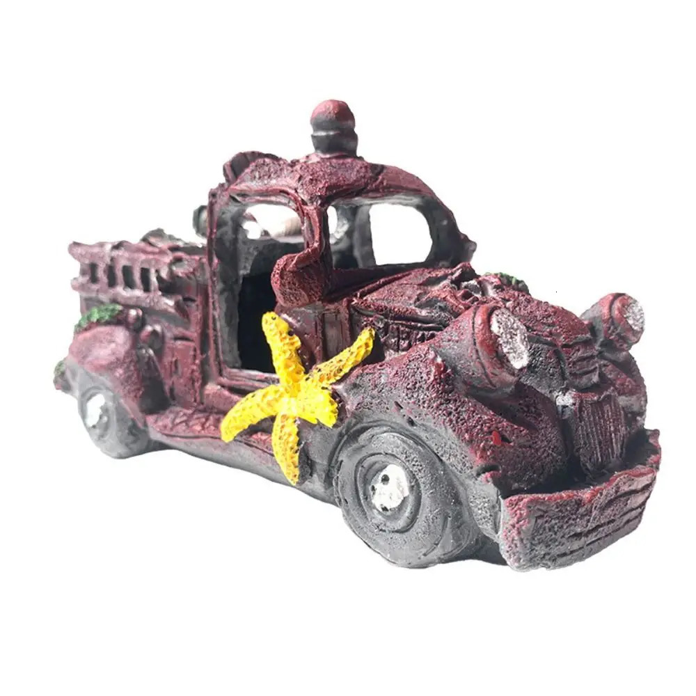 Multicolor Car Wreck Aquarium Decoration Broken Vehicle Resin Fish Shrimp Hideout Ornament Landscaping Making 250604