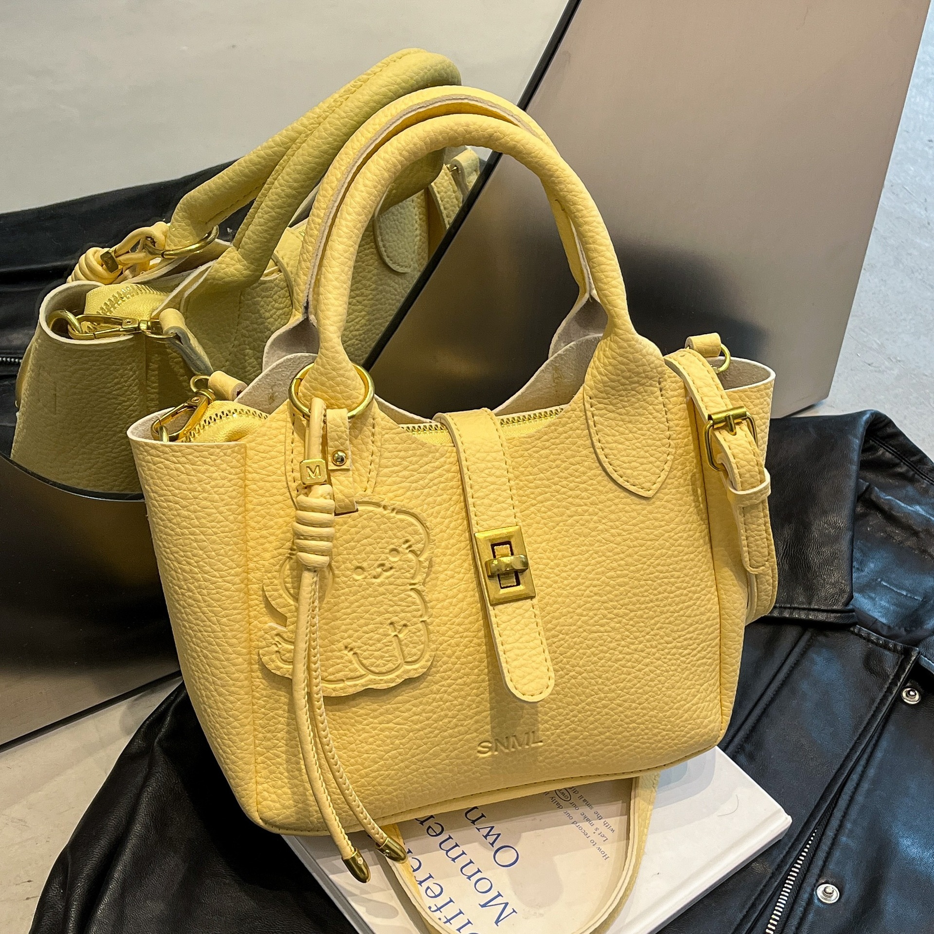 designer Korean Style Handheld Basket Bag for Women, Unique Design Handbag, 2025 New Large Capacity Bucket Bag, Shoulder Bag