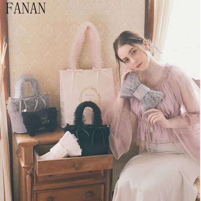 2025 New Cute Fashion Women's Handbags Mesh Lotus Leaf Lace Portable Shoulder Bags Casual Crossbody Clutch Bag Japanese Style