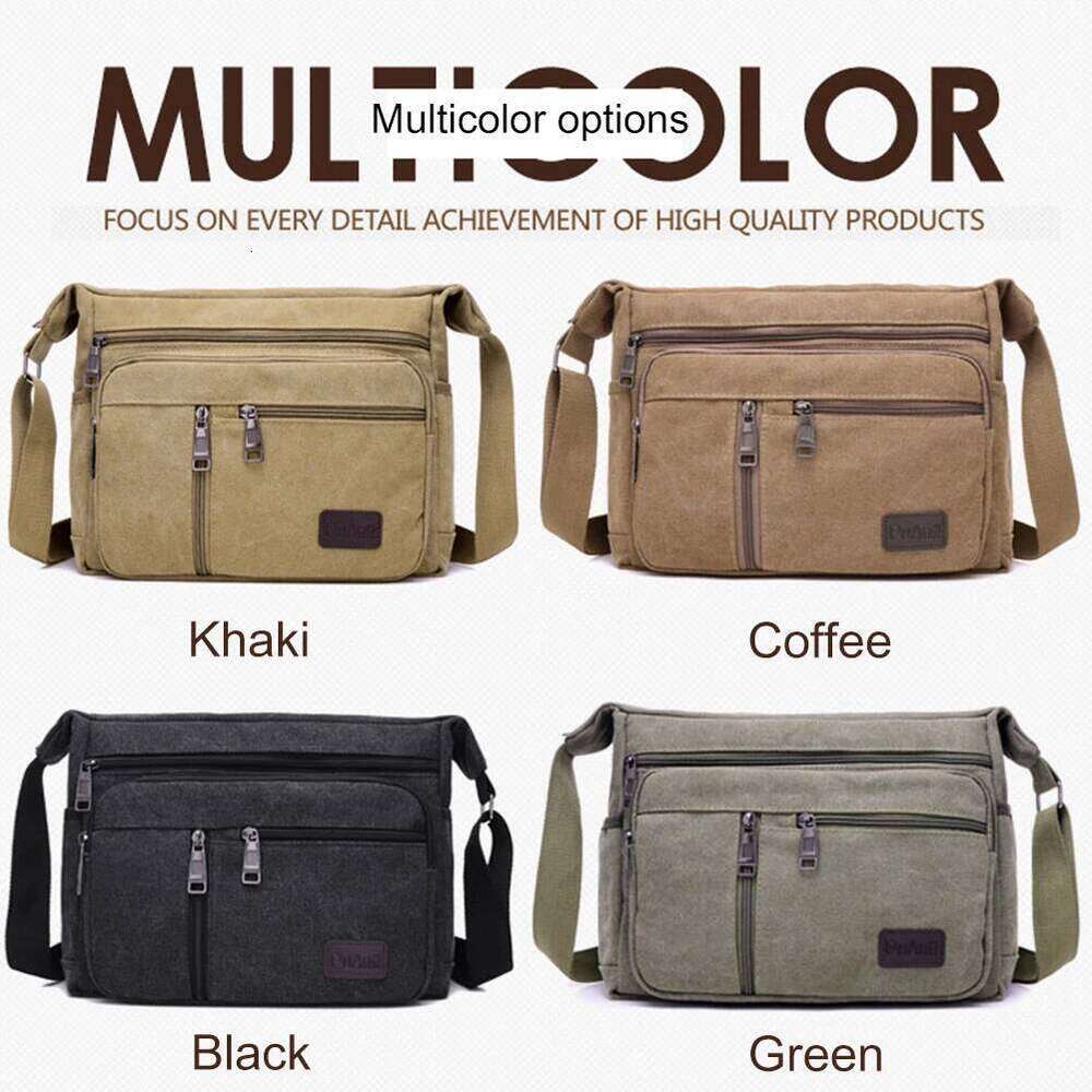 Men Travel Crossbody Large Capacity Canvas Outdoor Shoulder Wear-Resistant Casual Messenger Work School Bag for Male