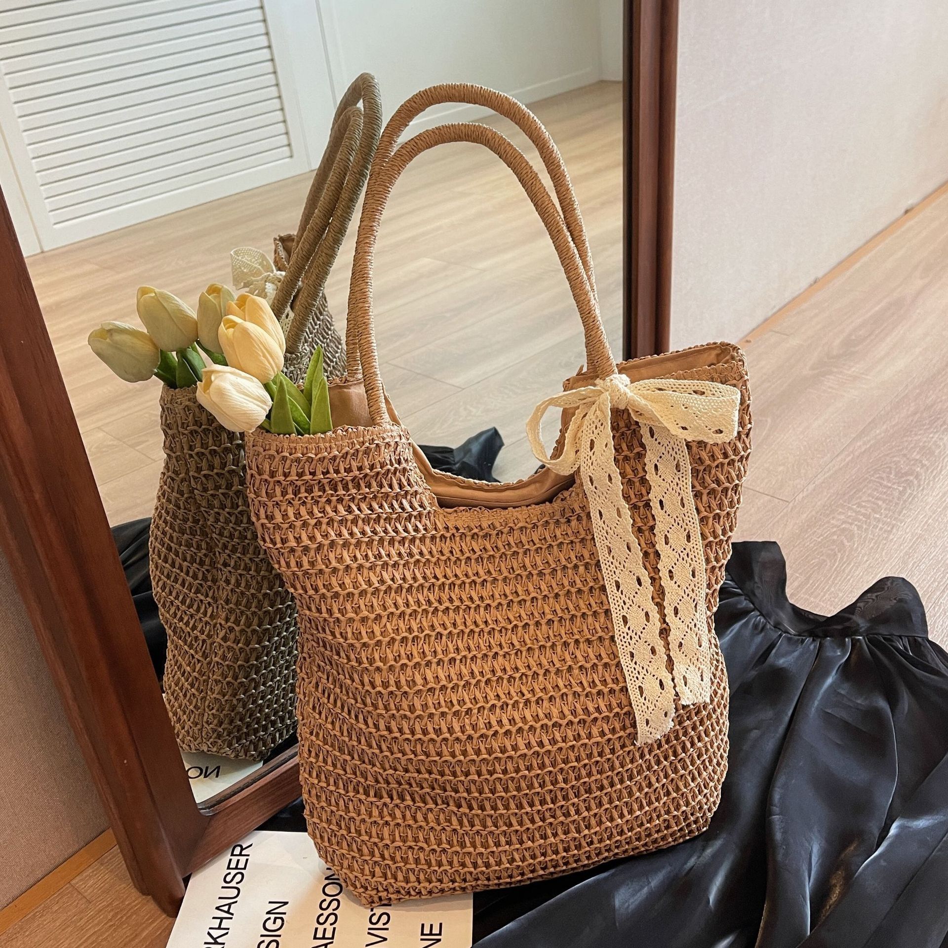 designer Summer Versatile Straw Bag for Women 2025 New Large Capacity Shoulder Tote Bag Beach Vacation Woven Beac