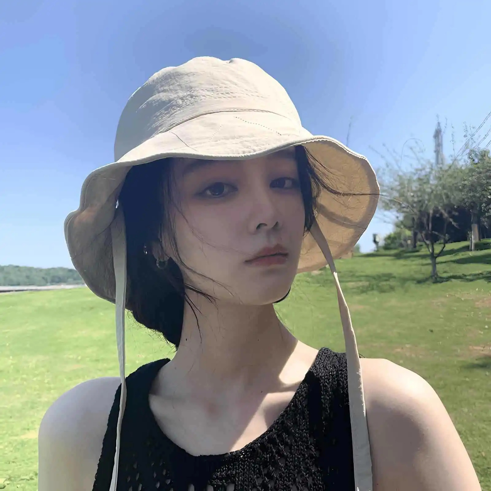 Japanese Drawstring Homemade Handmade Hat Fisherman Hat Women Summer Quick-drying Lightweight Sun Protection Sun Hat Basin Hat 250606