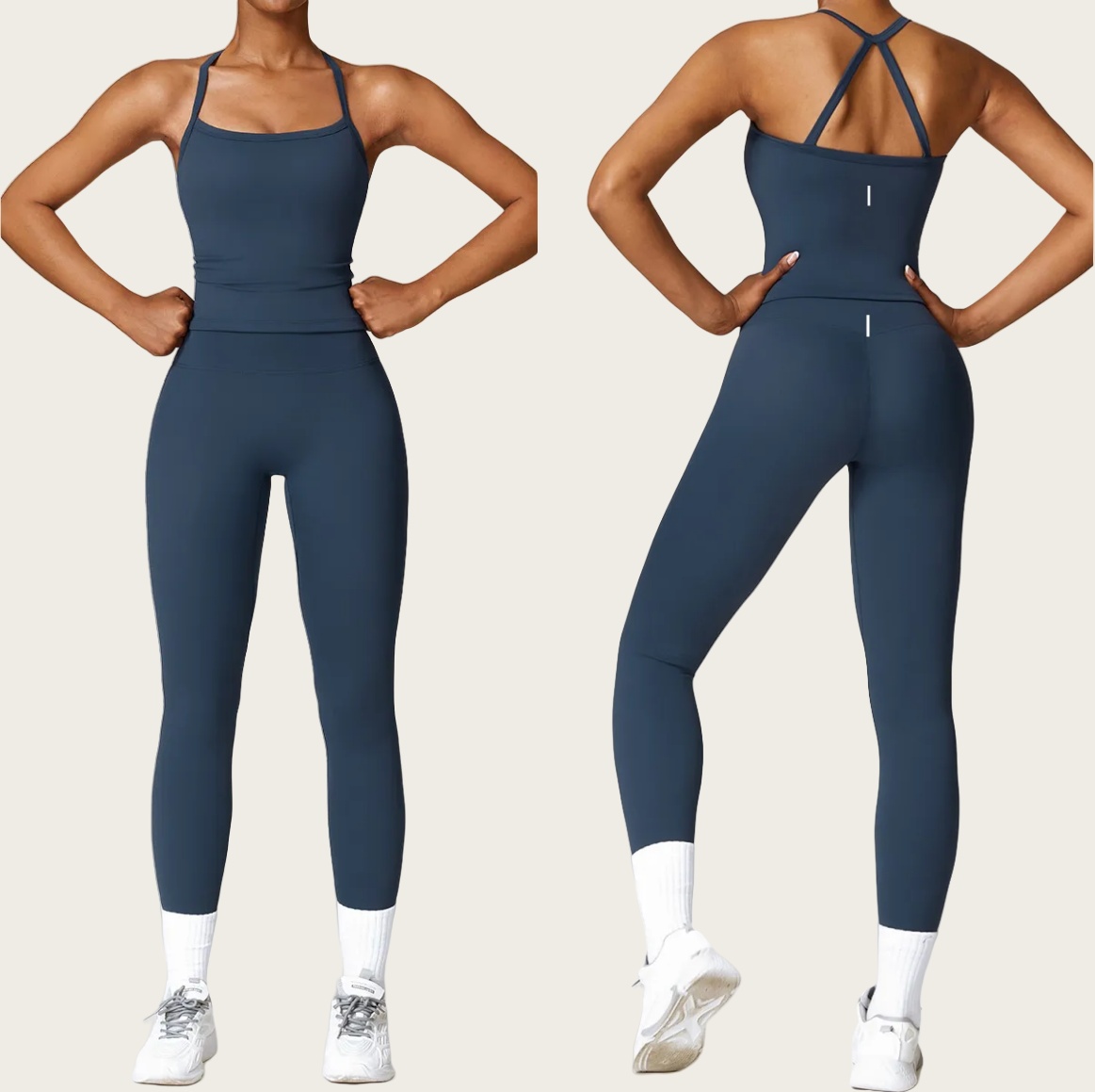 Womens Yoga Outfit Two-piece Set Short Running Tank Top+ Long Pant Exercise Close-Fitting Fitness Wear Running Elastic Adult Workout Sportswear Elastic Trouser Tops