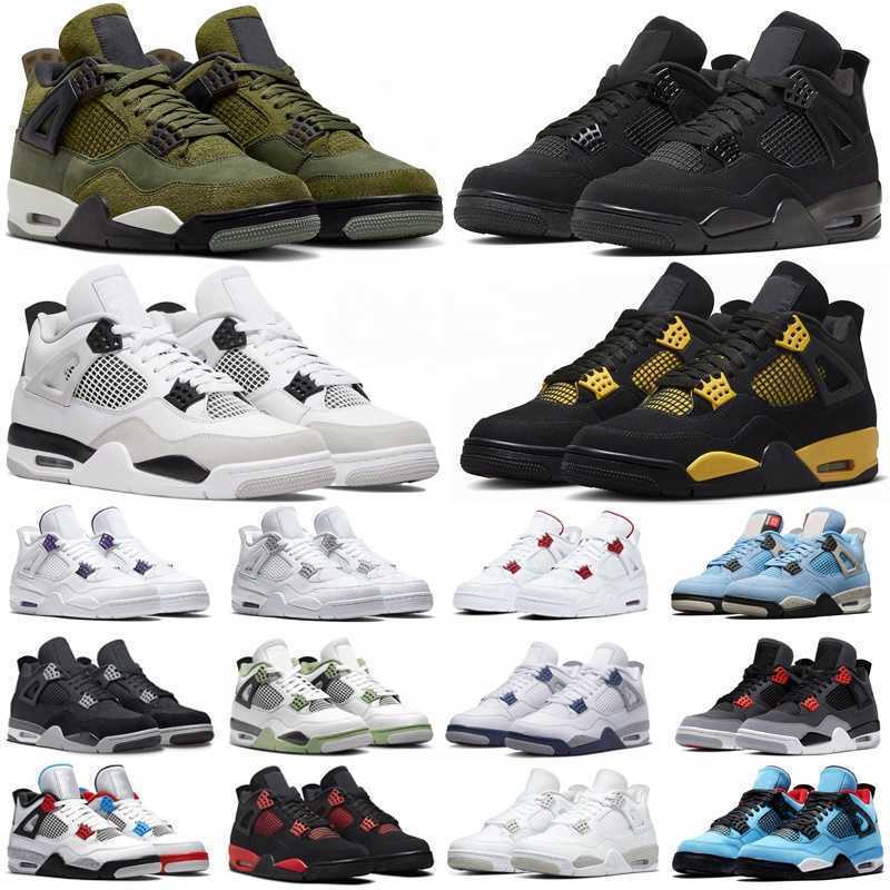4S Basketball Shoes Men 4 Sneakers Women Sport Black Cat Military Canvas Red Thunder University Blue Pink Cactus Jack Frozen Moments Photon Dust