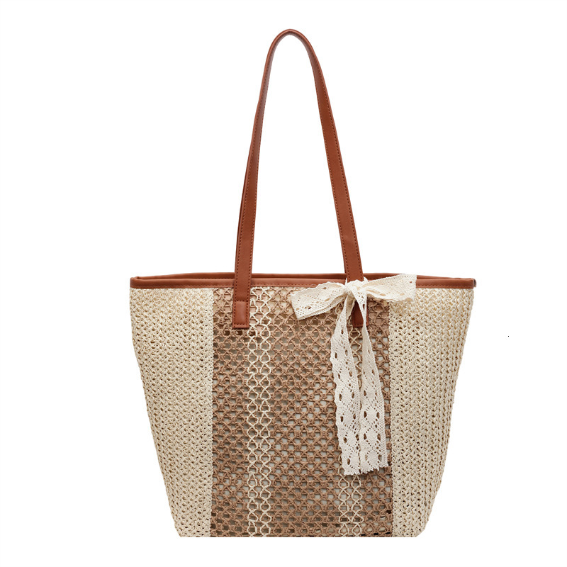 designer Summer Large Capacity Straw Woven Bag for Women 2025 New Fashionable Commuter Shoulder Bag Beach Woven Tot
