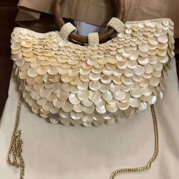 Handmade Heavy Industry Embroidered Rhinestone Bead HandbagPearl Diagonal Totes