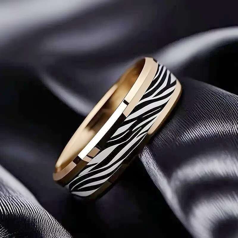 Popular Accessories 3D Color Printing Dripping Stainless Steel Ring Casual Fashion Couple Ring Birthday Festival Gift Jewelry