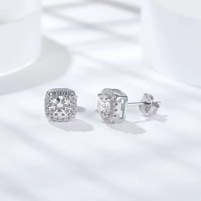 Mossanite Stud Earrings Jewelry Certified Moissanite Jewelry for Men Women Mens Square Moissanite Earrings Jewelry