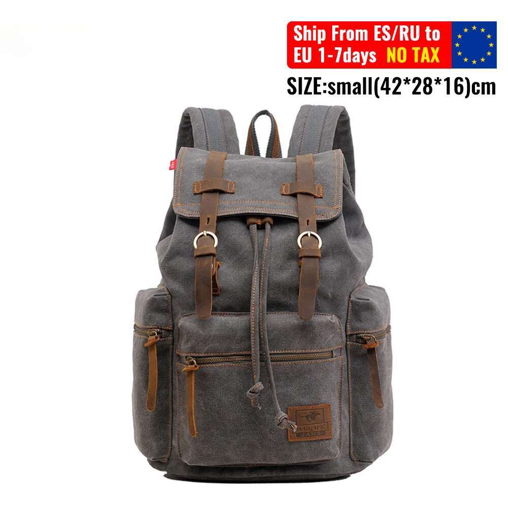 Canvas Retro Men's Suitable 14 Inch Laptop Bag Vintage 36-55L Wear-Resistant Backpack Coffee Dripshipping