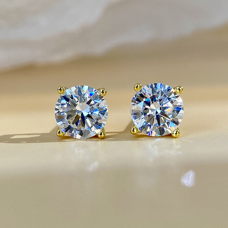 Choucong Elegant Stud Earrings Classical 4 Claw Jewelry Solitaire Pure 100% 925 Sterling Silver Round Cut Lab Moissanite Diamond Party Women Wedding G