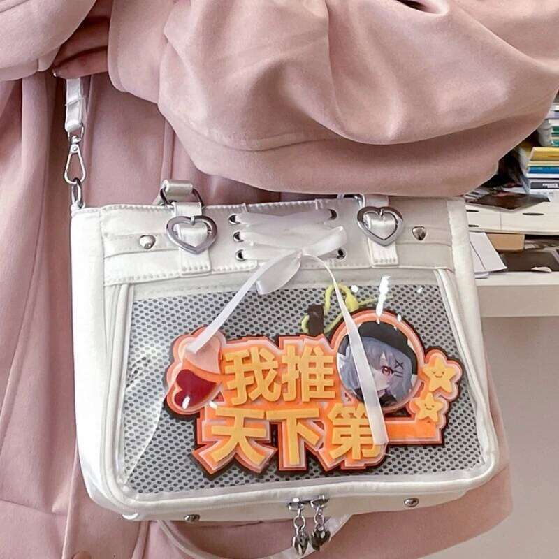 Small Red Crossbody Ribbon Japan Women Kawaii Clear Cute Shoulder Student Gilrs Heart Ita Bag With Insert H202