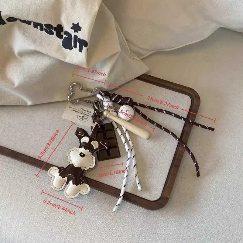 3D Cute PU Leather Dog Keychains For Women Bag Pendant Creative Car Hanging Ornaments Bag Accessory Key Chains Gift XJ250607