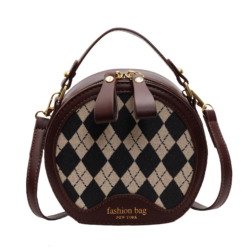 designer High-end Retro Quilted Bag 2025 New Fashion Handheld Round Bag French Niche Crossbody Small Round Bag for Women