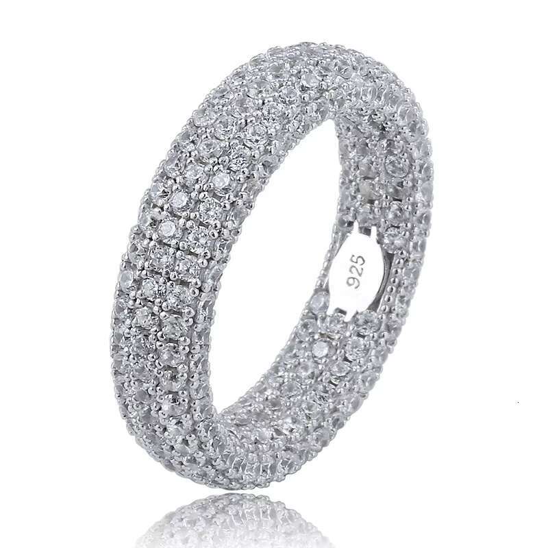 925 silver micro pave full cut diamond men's ring 14K gold European American personalized Australian jewelry hip hop style