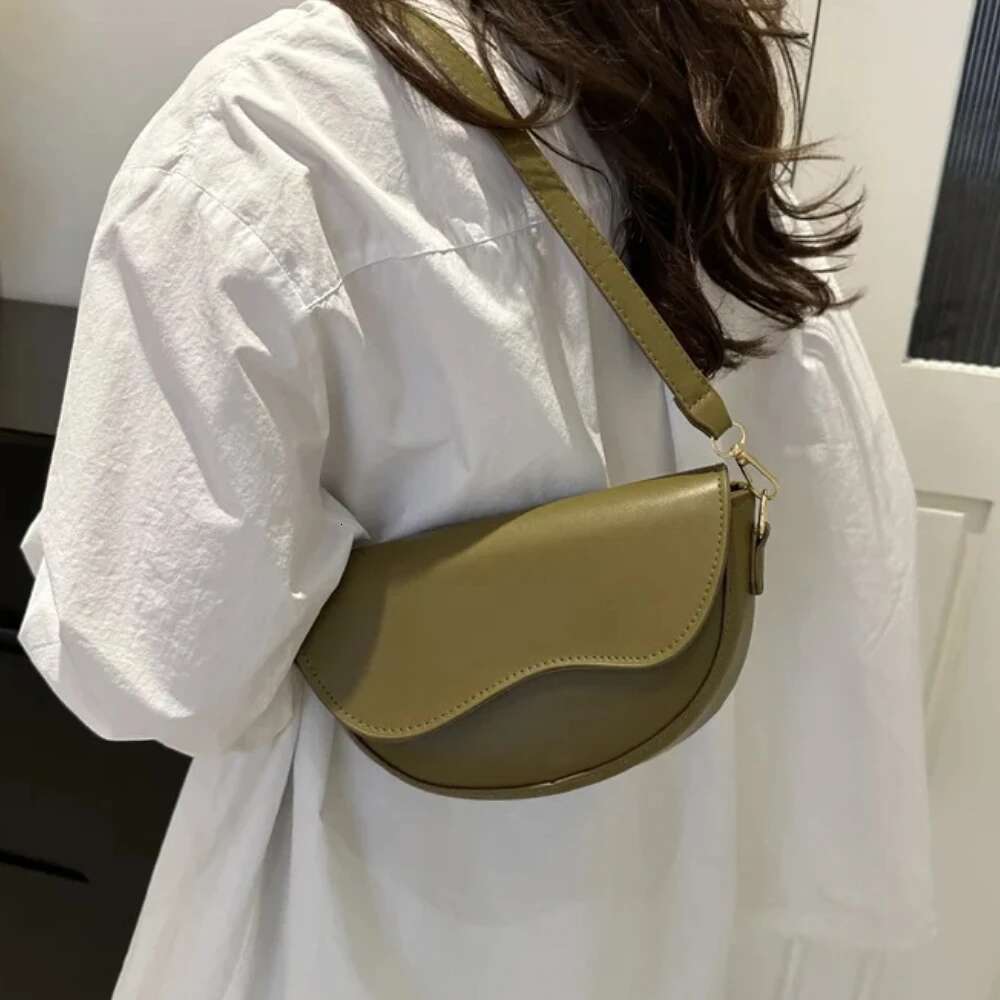Women Vintage Double Straps Shoulder New Solid Color Simple Crossbody s Bag High Quality PU Leather Handbag Purses bag