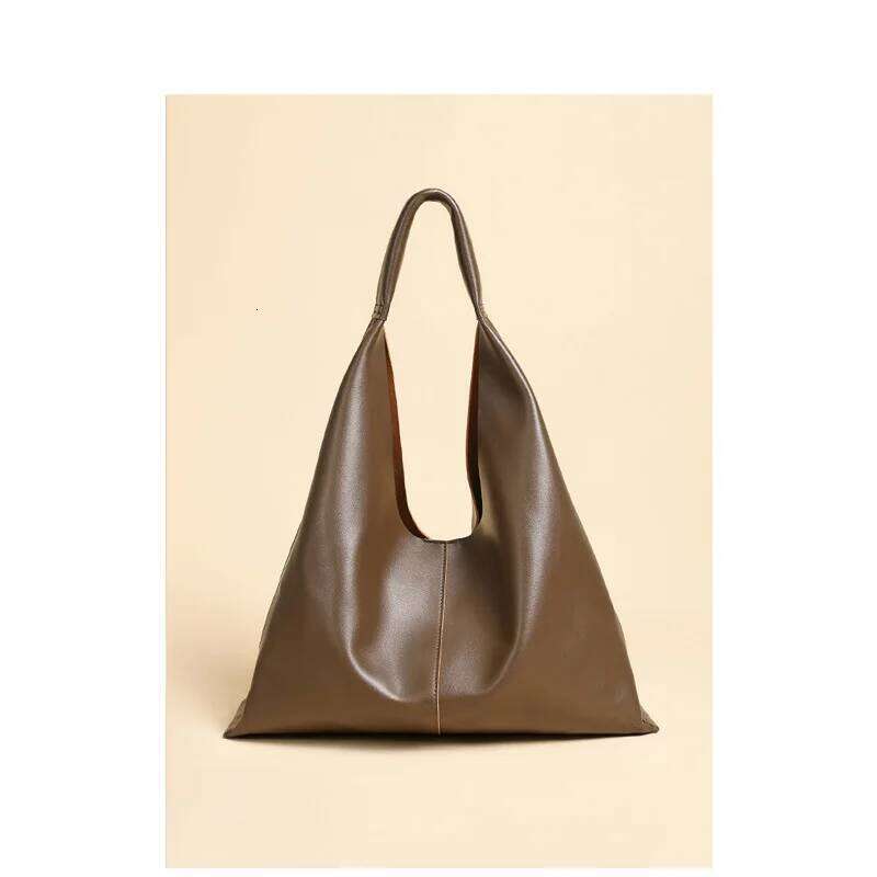 Large Capacity Cowhide Women's Shoulder Simple Soft Leather Tote Underarm Bag 2025 Niche Style for Ladies