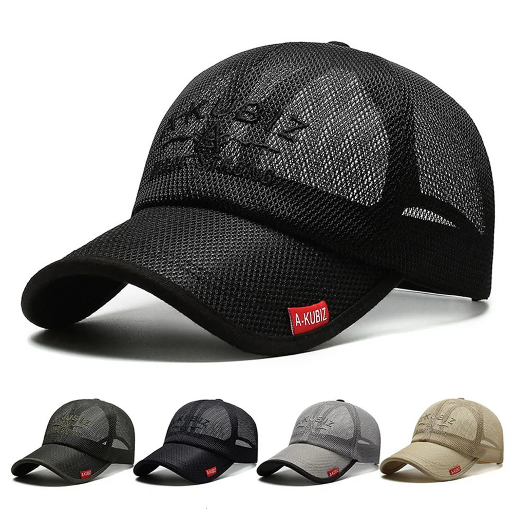5PC Men Mesh Baseball Cap Summer Caps Full Mesh Breathable Hat Quick Dry Cooling Hat For Hiking Golf Adjustable Hats 250605