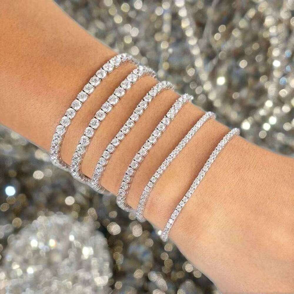 Hip Hop Tennis Chain Moissanite Bracelet Unisex Sterling Sier Versatile Sizes 2mm-5mm for Male & Female